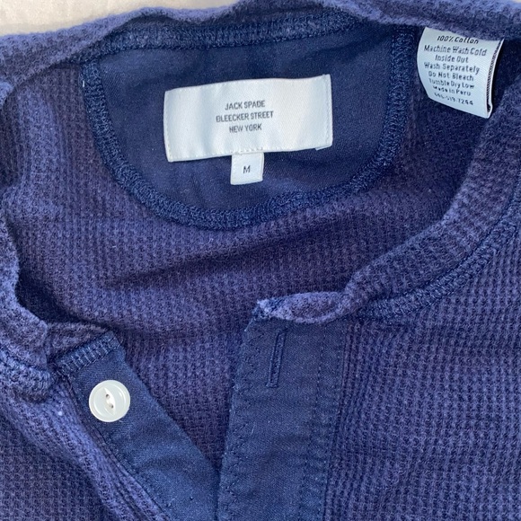 Jack Spade - Blue Waffle Knit Henley Long Sleeve (M) - Picture 2 of 3